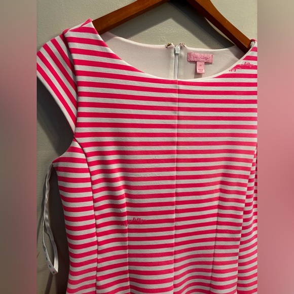 Lilly Pulitzer White and Pink Fit and Flare Mini Dress boat midi medium resort - Picture 3 of 16